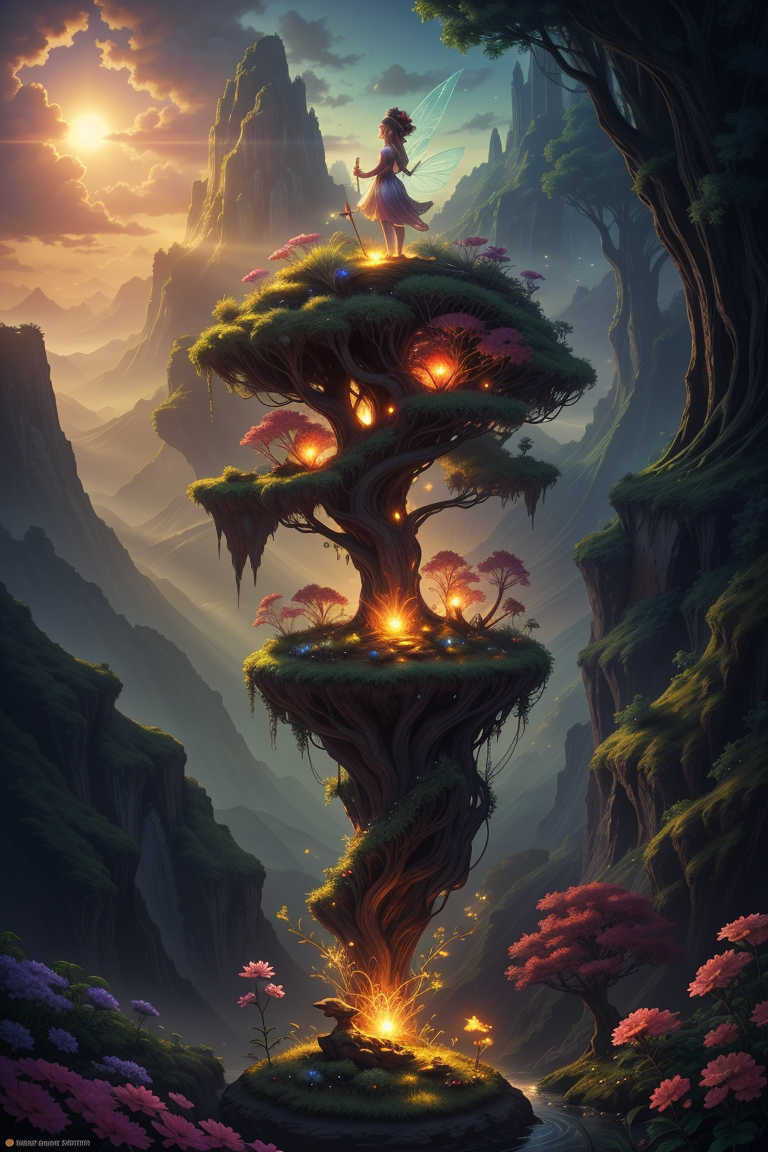 02129-495703563-fairy gardener planting glowing plants at sunrise, floating islands in the sky, harmony of nature, (fantasy, tale), dreamlike so.png
